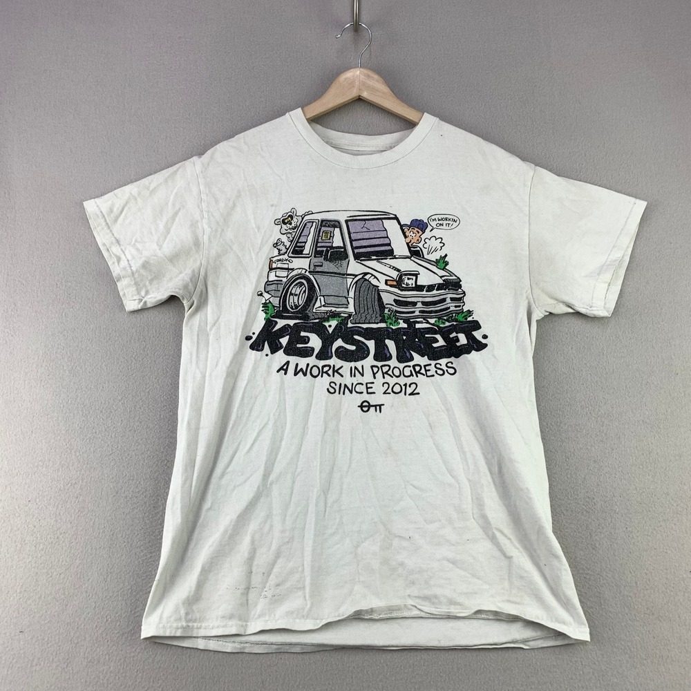 Key Street Work In Progress Graphic Tee Mens Medium White Honda JDM Stance Japan